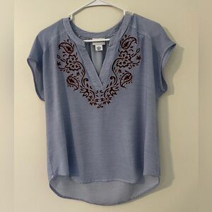Liz Claiborne Striped Short Sleeve Blouse